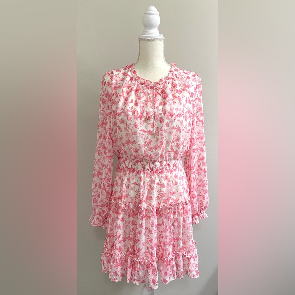 Skies&Blue Womens M Pink White Floral Dress Cottagecore Preppy Feminine Fairy